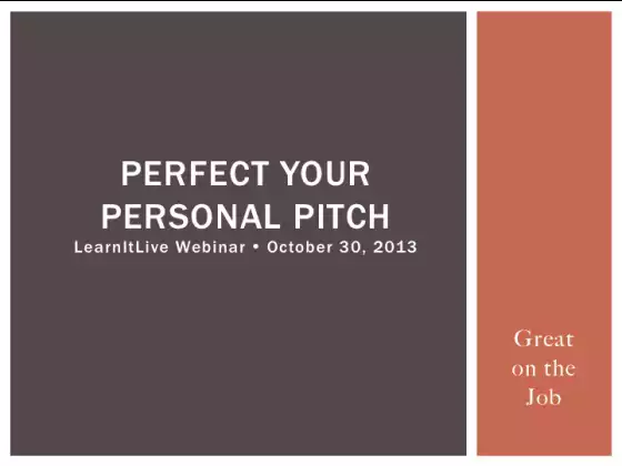 Perfect Your Personal Pitch